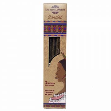 Sandal Sacred Elements Artisanal Organic Incense Sticks, 12 Boxes of 10 Sticks